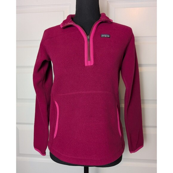 Patagonia Synchilla Marsupial Magenta Youth Size XL (14) Pullover 1/2 Zip Fleece - Picture 2 of 9